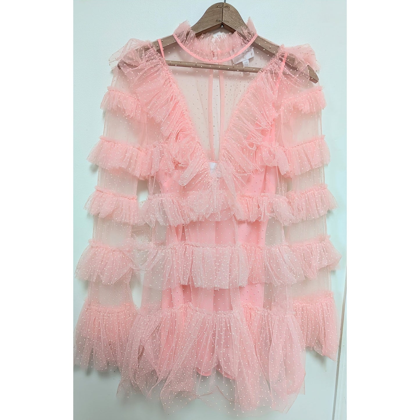 Alice McCall Pink Tiered Tulle Mini Long Sleeve Zen Dress 4