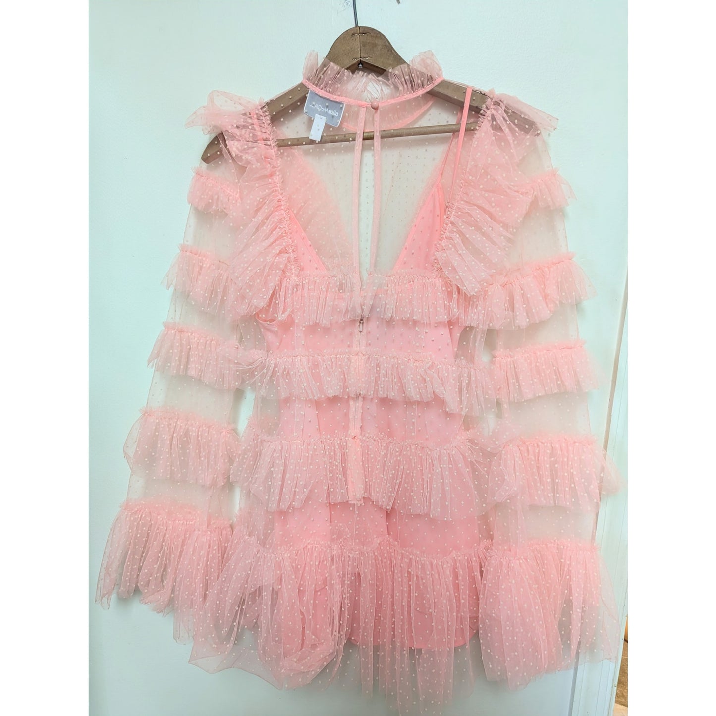 Alice McCall Pink Tiered Tulle Mini Long Sleeve Zen Dress 4