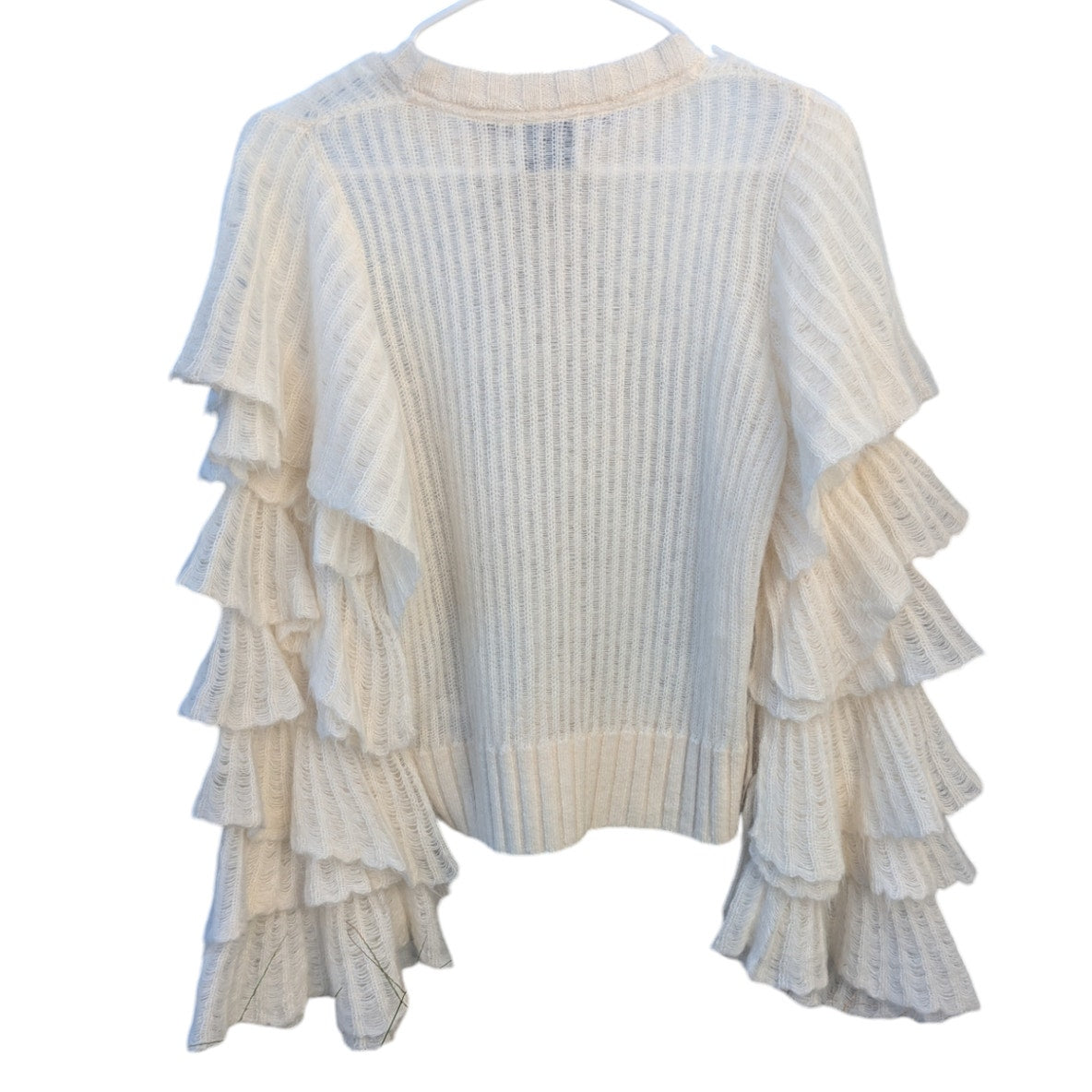 Aje Clemence Frill Knit Jumper Sweater Top Ivory Frills Ruffles Alpaca Wool XS