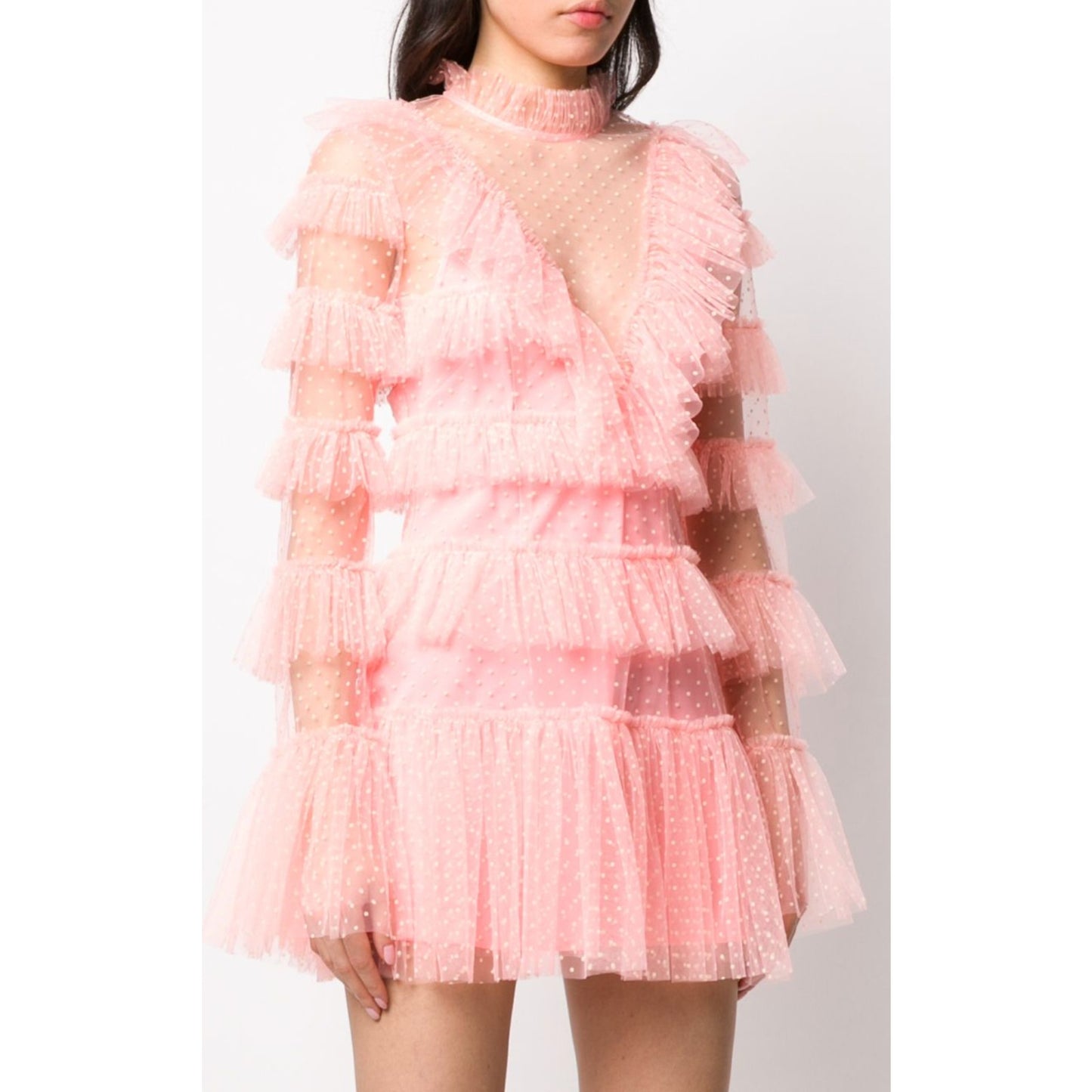 Alice McCall Pink Tiered Tulle Mini Long Sleeve Zen Dress 4