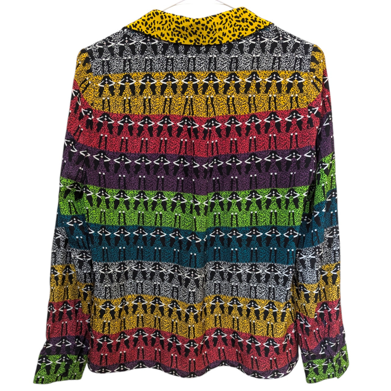 Alice and Olivia Willa Colorful Face Top Blouse Shirt Long Sleeve Rainbow Silk S